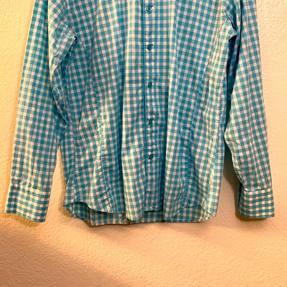 BERTIGO Plaid Shirt, Button Down, Long Sleeve, Purple Stitch details Sz. 5/NWOT - Picture 5 of 17